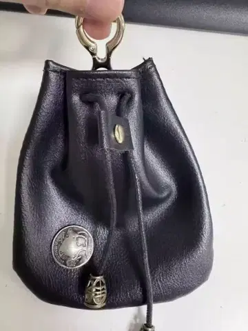 블랙 가죽 복조리형 코인 케이스