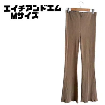 에이치앤엠 리브 플레어 팬츠 베이지 스트레치 소재 슬림 레그 실루엣