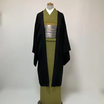 No.2815 미사용 시리즈 순수 실크 블랙 () 겉옷 단의 컨디션 최상