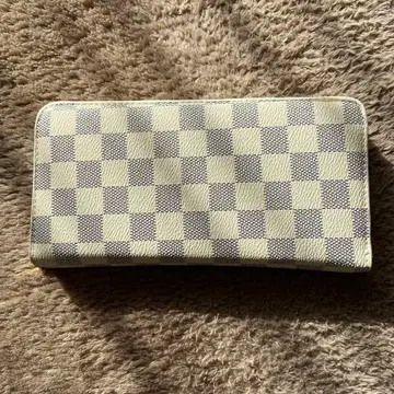 체크 무늬 장지갑 화이트/그레이