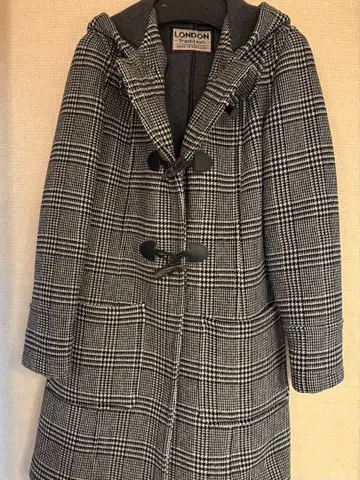 LONDON Traditino 후드 부착 체크 무늬 더플 코트