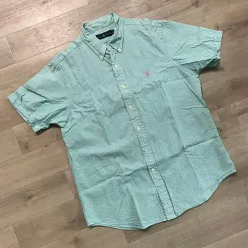 랄프 로렌 반팔 셔츠 그린 스트라이프 L