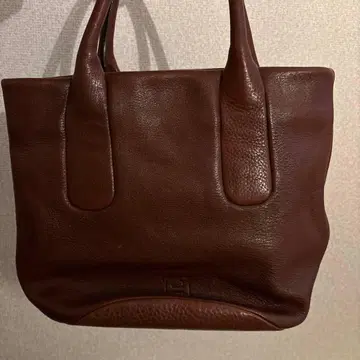 히로후 다크 브라운 가죽 토트백 부대