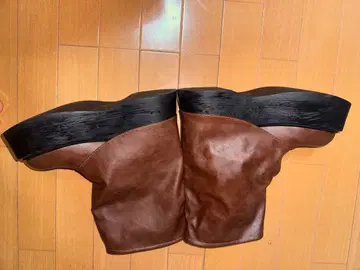 브라운 롱 부츠 통굽 지퍼 포함