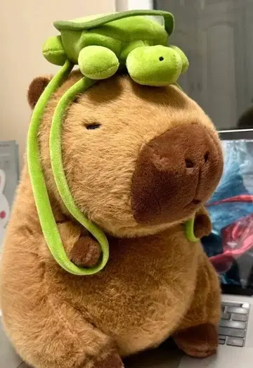 카피바라 봉제 인형 개구리 모자 포함