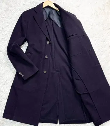 LARDINI 다크 네이비 체스터 코트 사이즈 52 L 상당 울