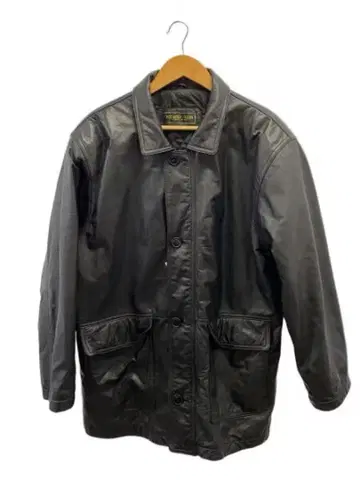 블랙 가죽 롱 자켓