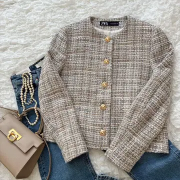 ZARA 노카라 트위드 자켓