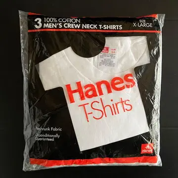 90s Hanes 무지 크루넥 T셔츠 3개 세트 XL 팩
