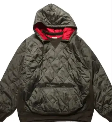 다크 그레이 퀼팅 자켓 후드 부착