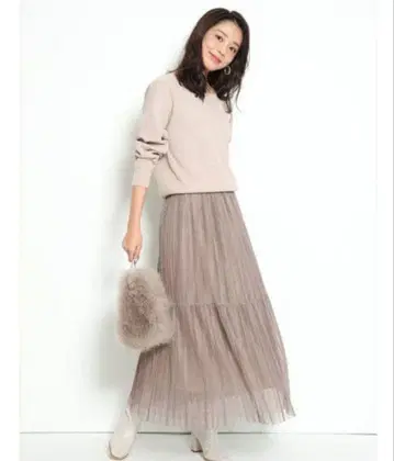 오프숄더 니트 튤 플리츠 스커트 세트 사이즈 2