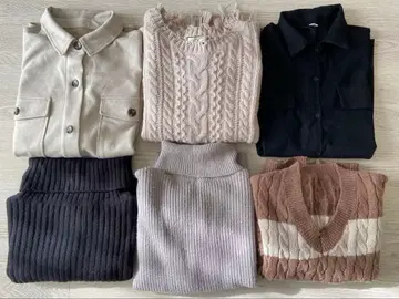 6세트 여성용 의류 가을/겨울 제품 두꺼운 원단 니트 겉옷 M~LL