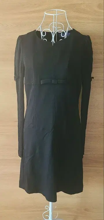 M'S GRACY 긴팔 울 리본 원피스 40 블랙 안감 있음