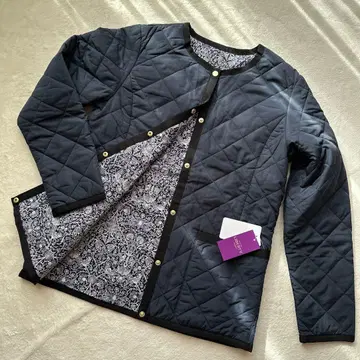 미사용 택 포함 [리버티] 리버서블 노카라 퀼팅 S 네이비 올 패턴