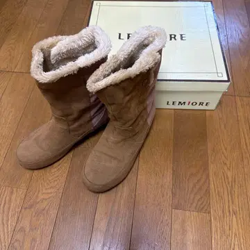 퍼 달린 브라운 부츠 23cm 새상품급