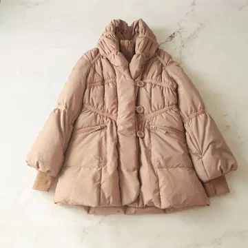 a 러브쥴리 다운 A라인 코트 하이넥 이중 옷깃  페더