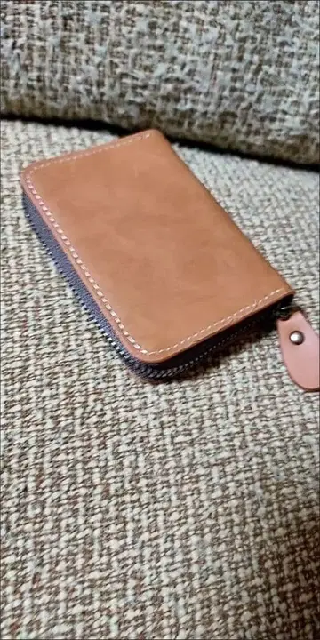 브라운 가죽 지퍼 코인 케이스