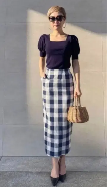 젠느 체크 타이트 스커트 M 사이즈