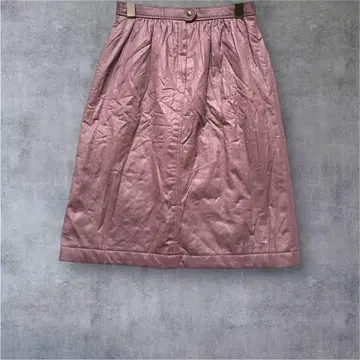 고품질! 충전솜 퀼팅 스커트 허리밴딩 가을/겨울 탁한 퍼플 M