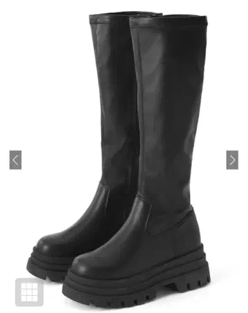 블랙 통굽 롱 부츠