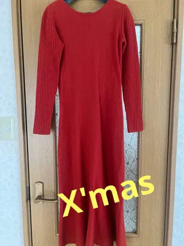 BEAMS LIGHTS 레드 롱 니트 원피스