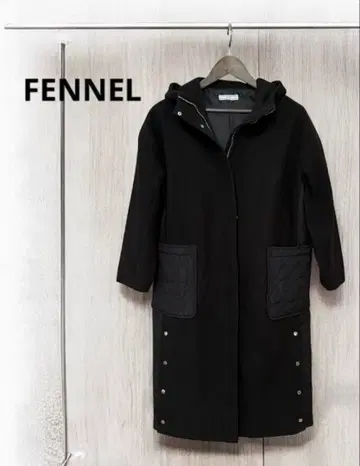 FENNEL 이소재 퀼팅 롱 코트 블랙