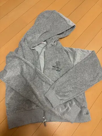 그레이 풀 집업 후드티 자수 포함