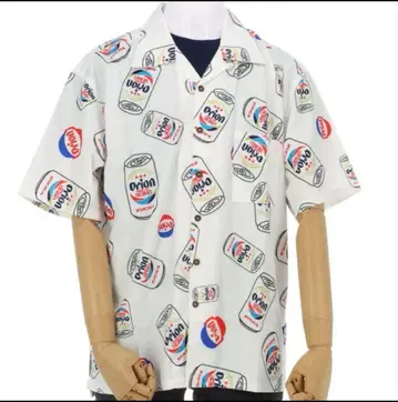 오리온 맥주 패턴 하와이안 셔츠 L 사이즈