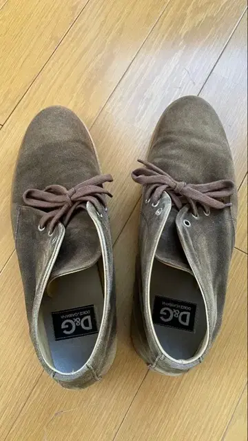 D&G 브라운 스웨이드 레이스업 슈즈