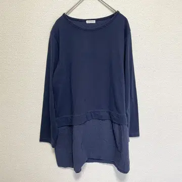 SELF SERVICE 자수 레이스 절개 튜닉 네이비