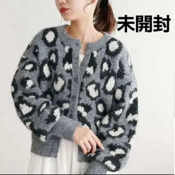 정가 6600엔, 미개봉, 디스코트, 레오파드 무늬 니트 가디건