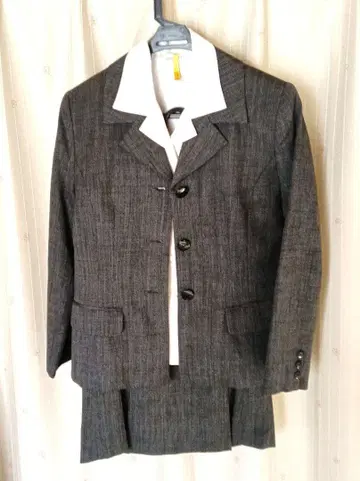 수트 그레이 화이트 긴팔 블라우스 세트