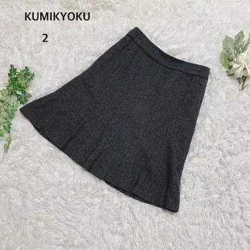 쿠미쿄쿠 플레어 스커트 무릎 기장 울 혼방 비즈니스 오피스 심플 포멀 2