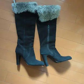 # 롱 부츠 스웨이드 블랙 23cm