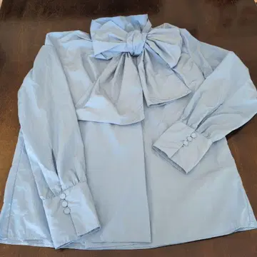 ZARA 리본 블라우스 보타이 빅리본 블루