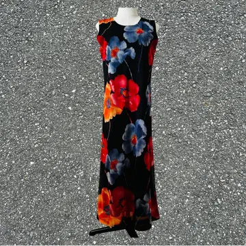 슬리브리스 원피스 꽃무늬 롱