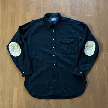 70s Pendleton 블랙 울 셔츠 엘보 패치 L