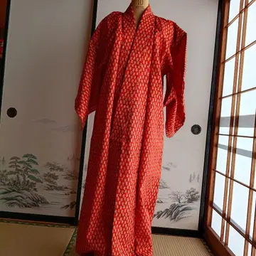 울 오렌지 컬러 톤의 야가스리 무늬 봉카라 기장 153cm