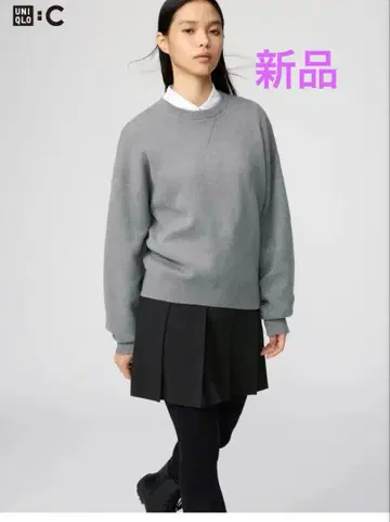 UNIQLO 스무스 코튼 크루넥 스웨터 그레이