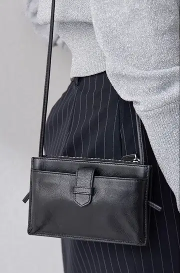 Whim Gazette Hoaw 스마트폰 지갑 숄더 블랙 가죽