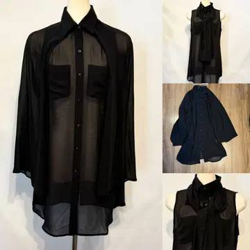미사용 ROSE BUD 로즈버드 쉬폰 2way 블라우스 블랙