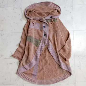 새상품급  L 사이즈 판초풍 리본 코튼 니트 롱 가디건