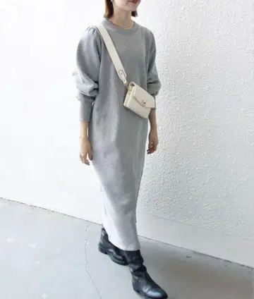 SHIPS any USA 코튼 속기모 퍼프 슬리브 원피스