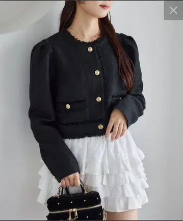 택 포함 새상품 트위드 자켓 블랙 NICE CLAUP