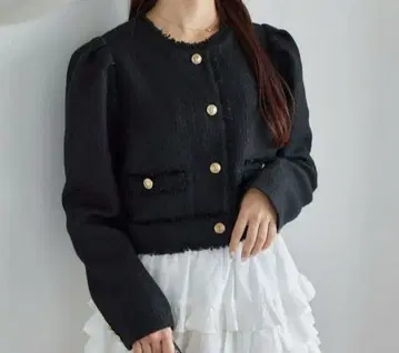 택 포함 새상품 트위드 자켓 블랙 NICE CLAUP