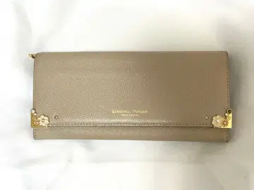 사만사 타바사 베이지 합성 피혁 장지갑 플라워 모티브