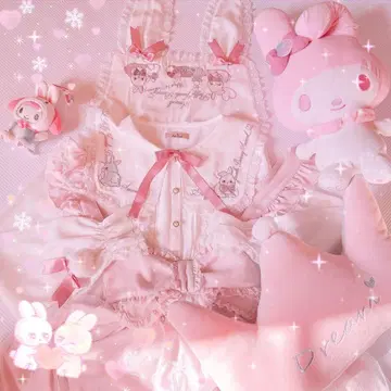 Amavel Fluffy Jewels Bunny 블라우스 점프 스커트