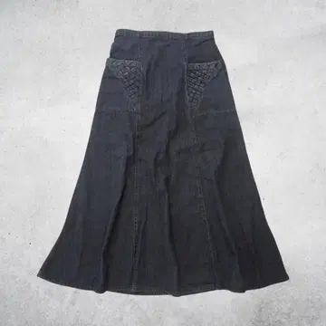 디자인 포켓 데님 세미 플레어 롱 스커트 인디고 M 캐주얼