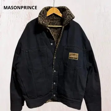 MASONPRINCE 리버서블 데님 자켓 레오파드 옷깃 안쪽 보아