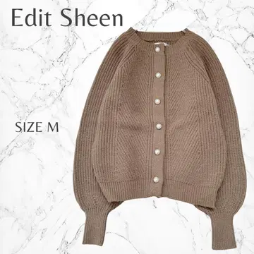 에디트 씬 펄 진주 버튼 볼륨 소매 니트 가디건 M 고품질